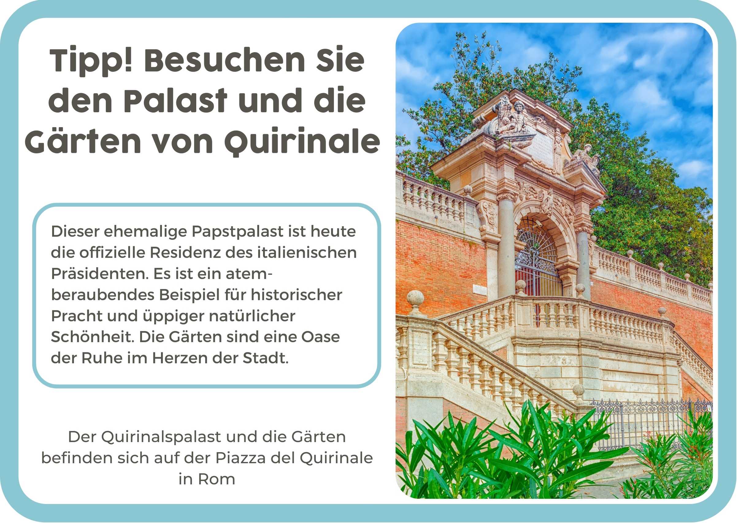(Duits) Het Paleis en de tuinen van Quirinale