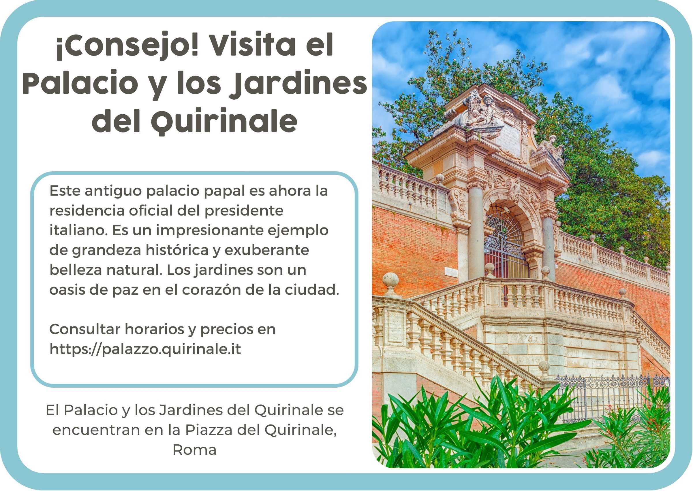 (Spaans) Het Paleis en de tuinen van Quirinale